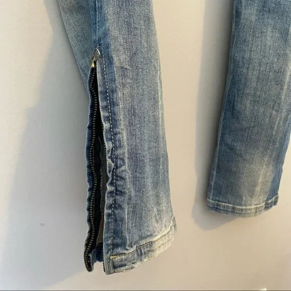 Zara TRF vintage women’s Y2K distressed 4 button zip fly patchwork jeans size 10 - Picture 11 of 16